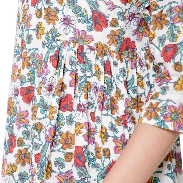 Printed Kurta Set With Red Dupatta  - S
