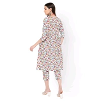Printed Kurta Set With Red Dupatta  - S