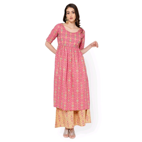 Pink Kurta & Plazo Set - Cabaret, M