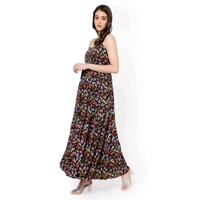 Flared Maxi Dress  - Black, S
