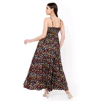 Flared Maxi Dress  - Black, S