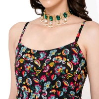 Flared Maxi Dress  - Black, S