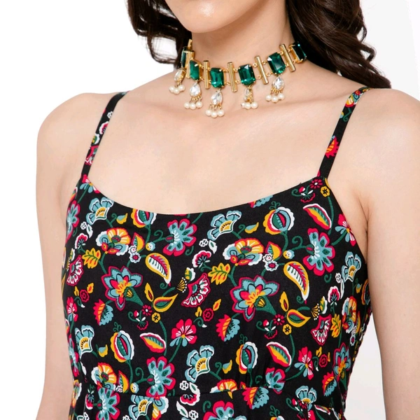 Flared Maxi Dress  - Black, S
