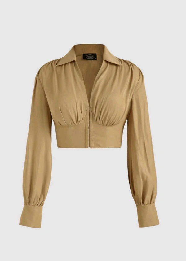 COLLARED CORSET TOP - Buff, L