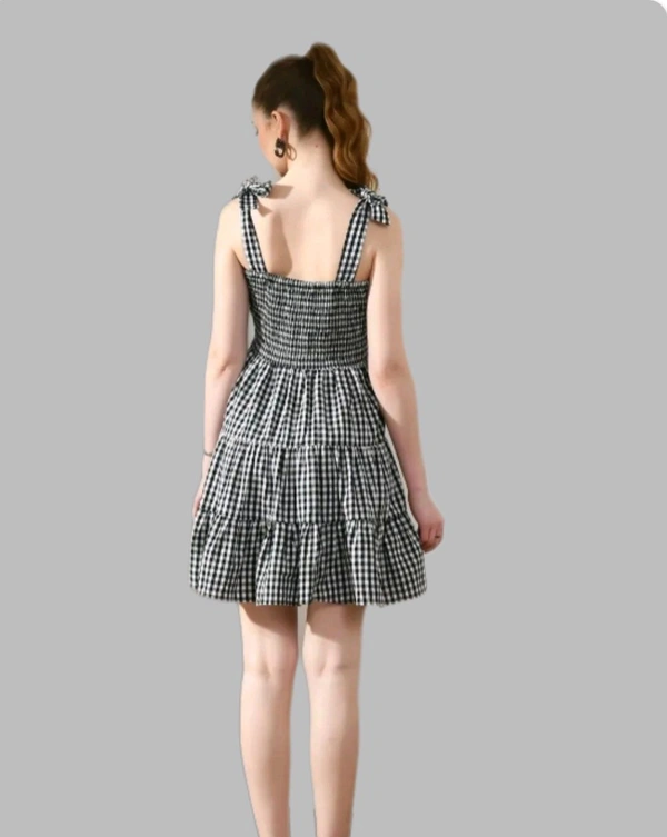 Black Check Strapy Dress - L