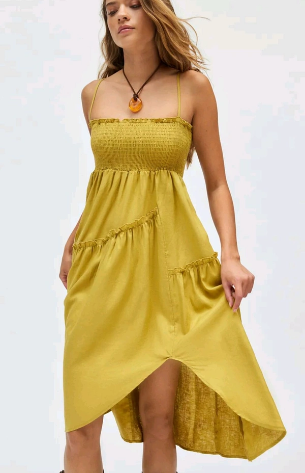 Mustard Colour Smoking Dress  - M