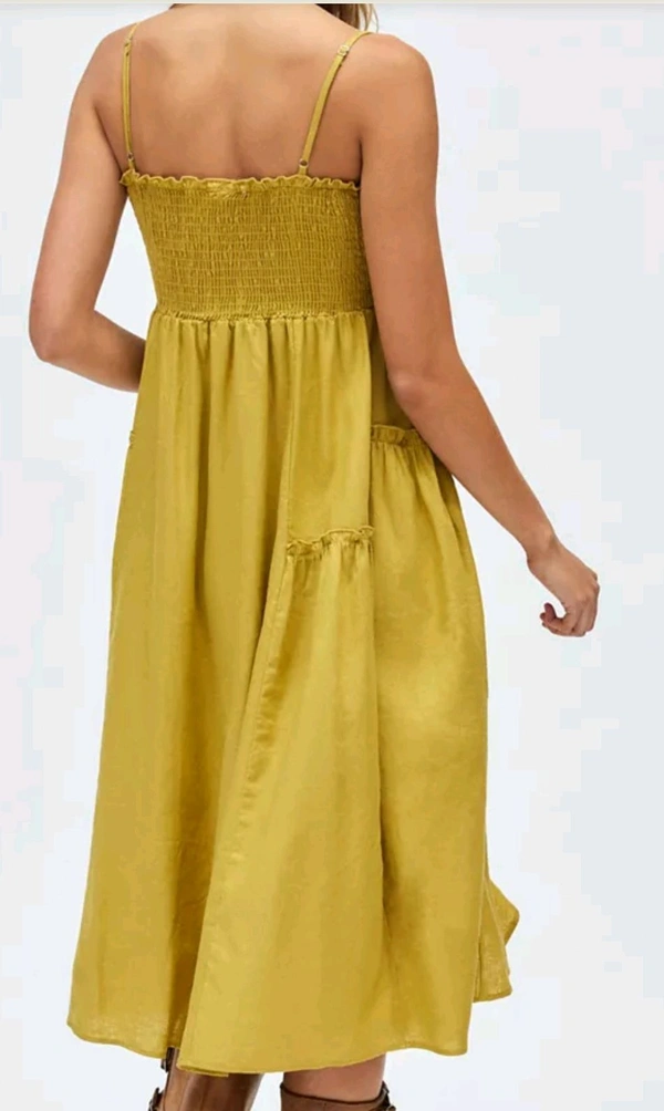 Mustard Colour Smoking Dress  - M