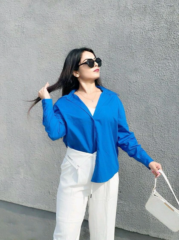 ROYAL BLUE OVERSIZE SHIRT  - S
