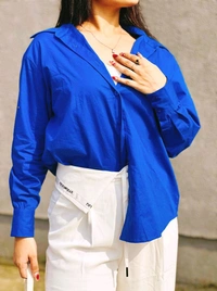 ROYAL BLUE OVERSIZE SHIRT  - S