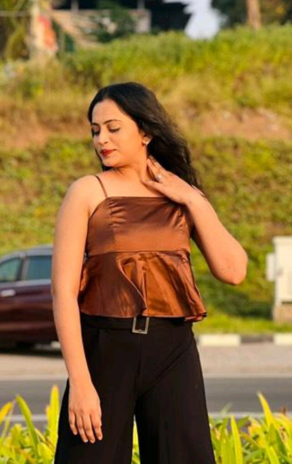Chocolate Brown Crop Top - M
