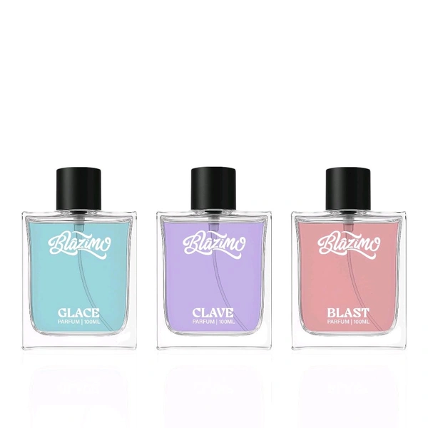 BLAZIMO THE SIGNATURE TRIO GLACE + CLAVE + BLAST PARFUM MADE FOR MAN AND WOMEN (3×100ML) (300ML) - 300ML