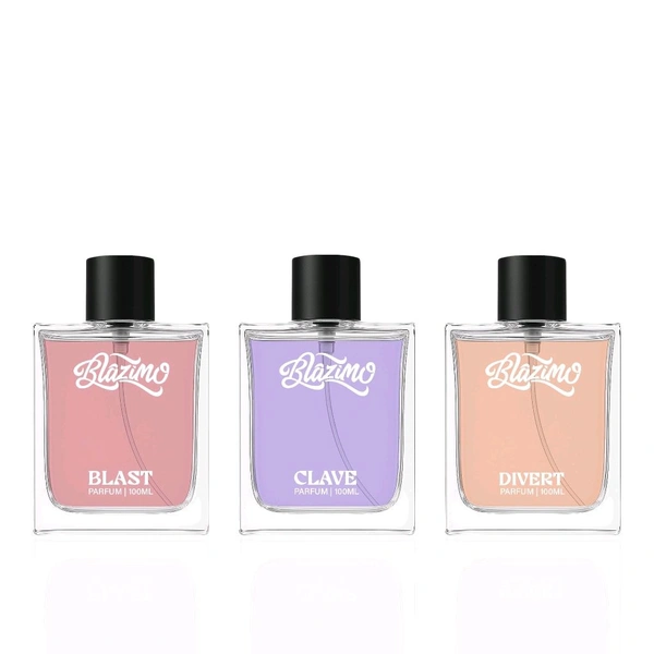 BLAZIMO ALL DAY AURA BLAST + CLAVE + DIVERT PARFUM MADE FOR MAN AND WOMEN (3×100ML) (300ML) - 300ML