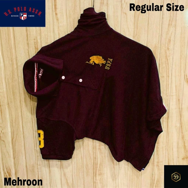Cotton Solid Half Sleeves USPA Polo T-Shirt For Men-Mehroon - M