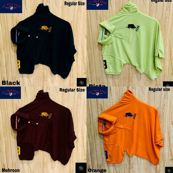 Polo USPA Solid Half Sleeves T Shirt Orange,Black, marron, Pista, ( Pack Of 4) - XL-42