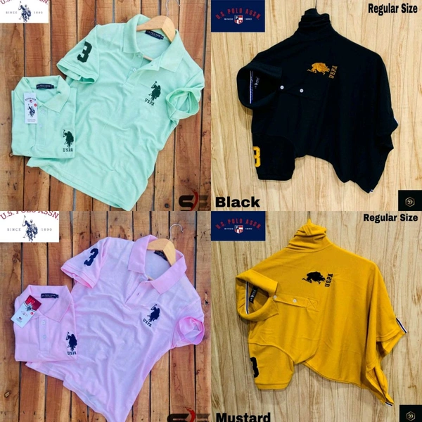 Polo USPA Solid Half Sleeves T Shirt  ( Pack Of 4) - XL-42