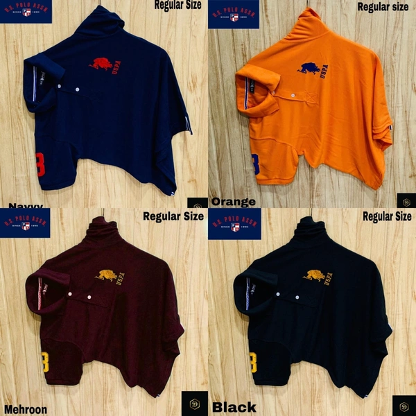 Polo USPA Solid Half Sleeves T Shirt marron, orange, Navy blue , Black ( Pack Of 4) - M-38