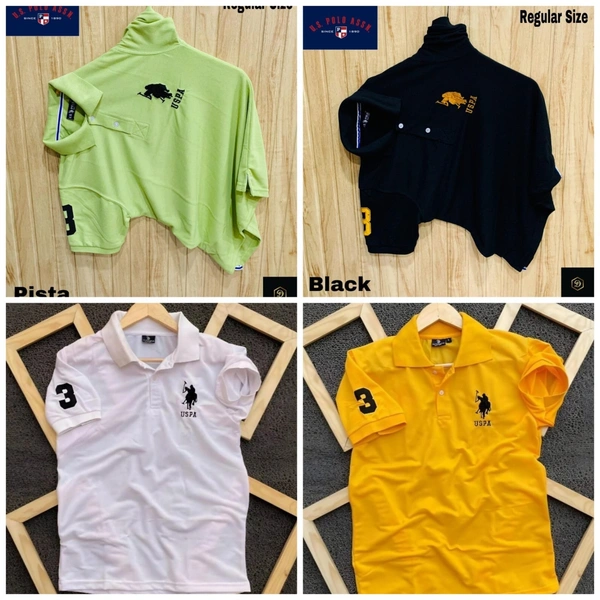 Polo USPA Solid Half Sleeves T Shirt Pista , White , Yellow ,Black ( Pack Of 4) - L-40