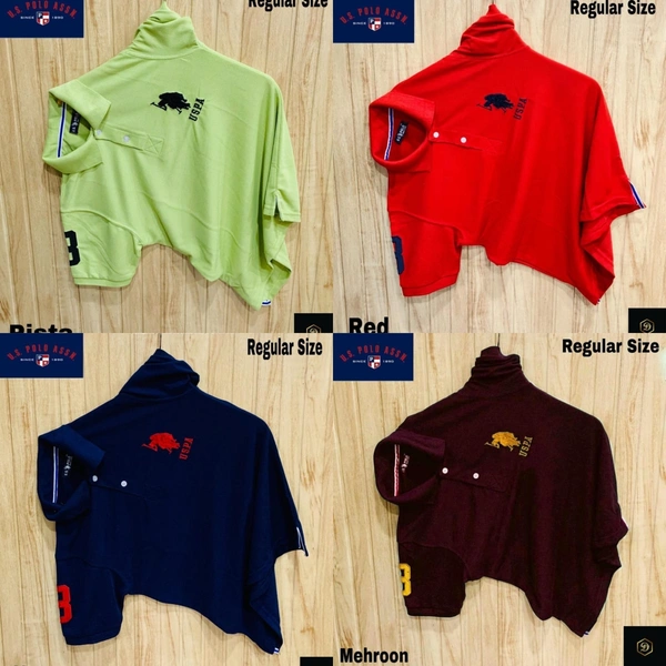 Polo USPA Solid Half Sleeves T Shirt Pista, Red, Marron, Navy blue( Pack Of 4) - M-38