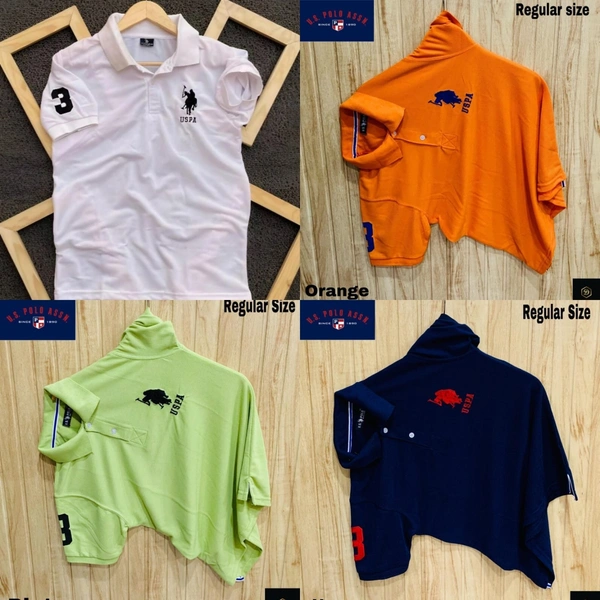 Polo USPA Solid Half Sleeves T Shirt Pista , White ,yellow, navy blue( Pack Of 4) - XL-42