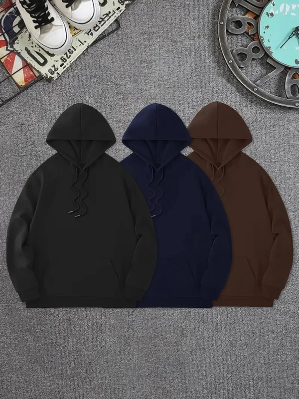 Cozy Winter Classic Hoodie Collection Black, Blue,  Brown Pack Of 3 - M-38