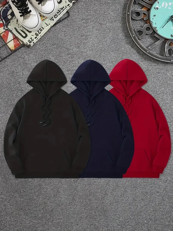 Cozy Winter Classic Hoodie Collection Black, Blue, Red Pack Of 3 - XL-42