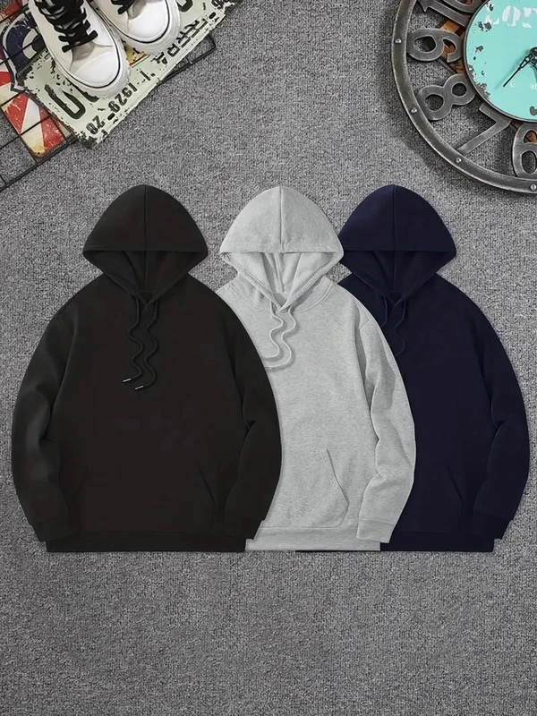 Cozy Winter Classic Hoodie Collection Black, Light Blue, Royal Blue Pack Of 3 - XL-42
