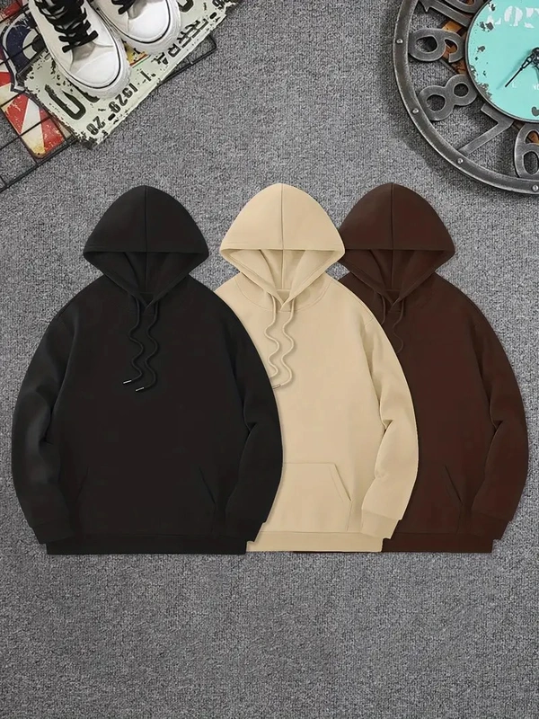 Cozy Winter Classic Hoodie Collection Black, White, Brown Pack Of 3 - M-38