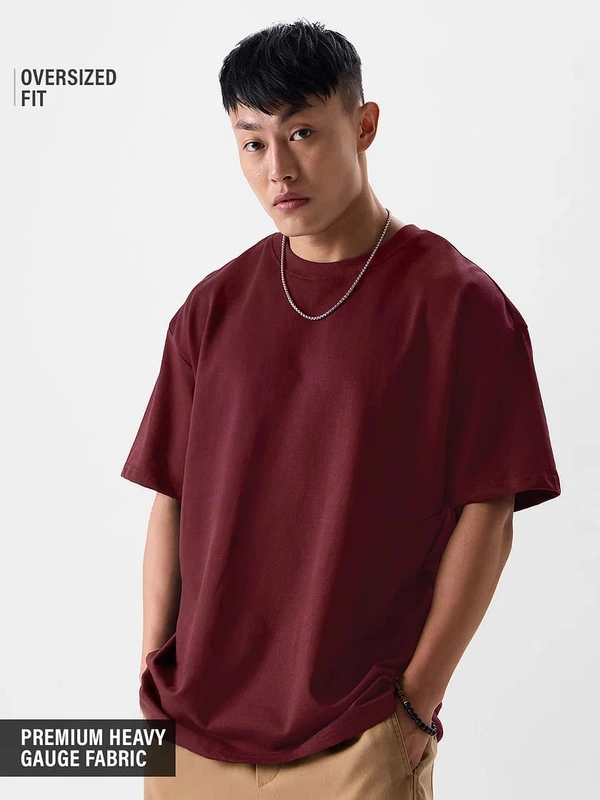 ZAA RA Oversized Plain T-Shirt | 240 GSM | Premium Cotton | High-Quality - L-42