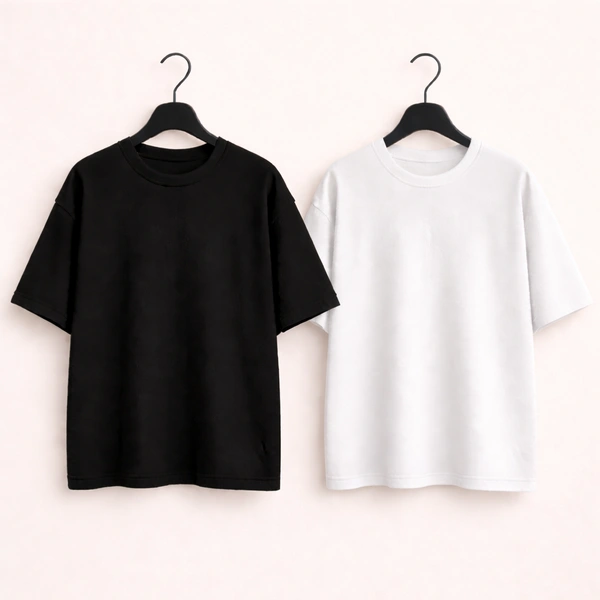 Oversized Plain T-Shirt (Pack of 2) | 240 GSM | Premium Cotton - M-40