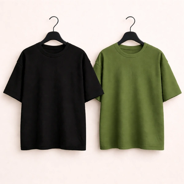 Oversized Plain T-Shirt (Pack of 2) | 240 GSM | Premium Cotton - M-40