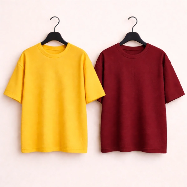 Oversized Plain T-Shirt (Pack of 2) | 240 GSM | Premium Cotton - M-40