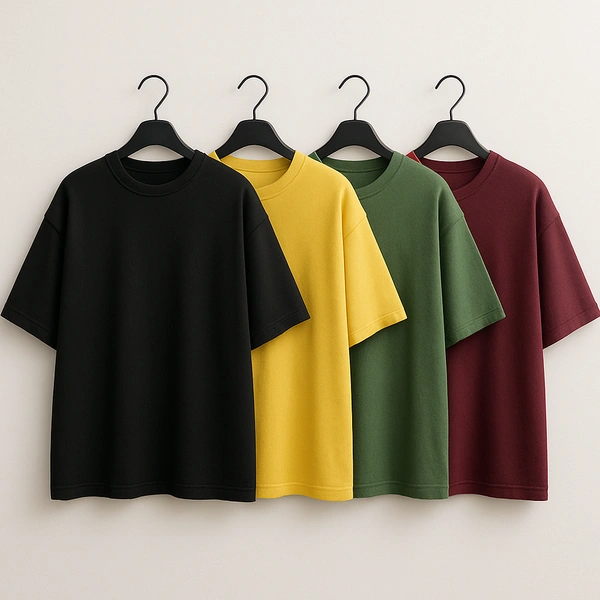 Oversized Plain T-Shirt (Pack of 3) | 240 GSM | Premium Cotton - L-42