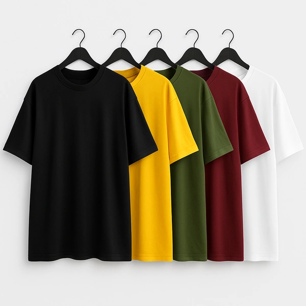 Oversized Plain T-Shirt (Pack of 3) | 240 GSM | Premium Cotton - L-42