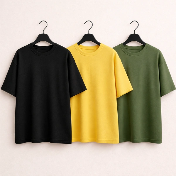 Oversized Plain T-Shirt (Pack of 4) | 240 GSM | Premium Cotton - XL-44