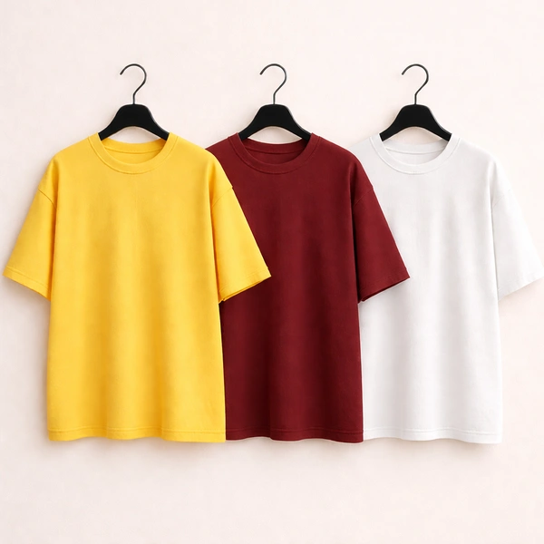 Oversized Plain T-Shirt (Pack of 4) | 240 GSM | Premium Cotton - S-38