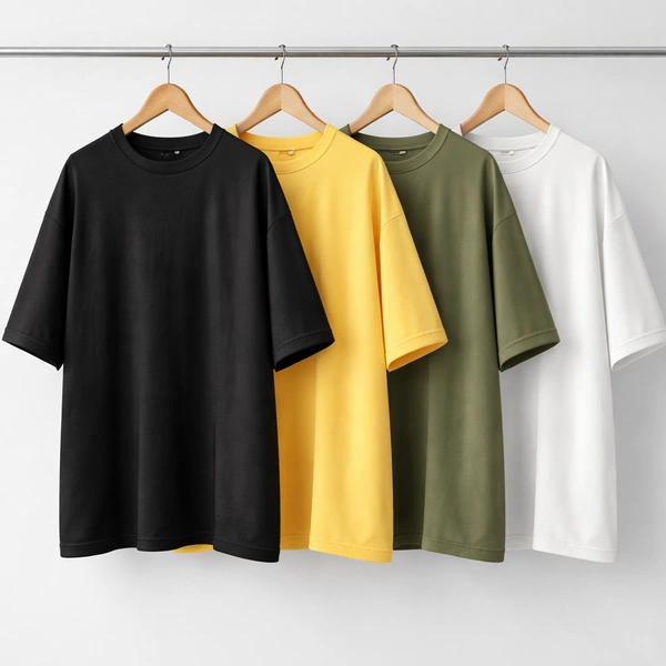 Oversized Plain T-Shirt (Pack of 4) | 240 GSM | Premium Cotton - S-38