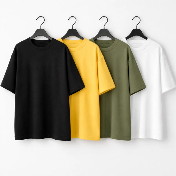 Oversized Plain T-Shirt (Pack of 4) | 240 GSM | Premium Cotton - S-38