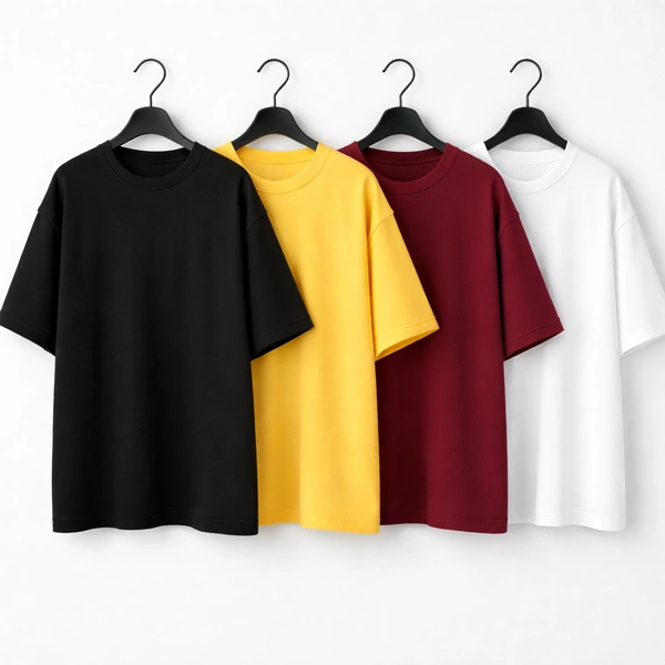 Oversized Plain T-Shirt (Pack of 4) | 240 GSM | Premium Cotton - L-42
