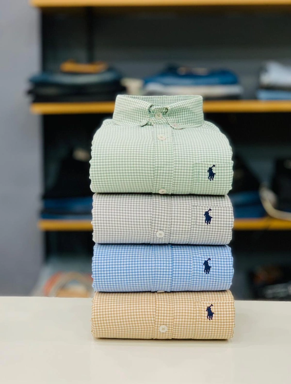 RL POLO Shirt Regular fit Checkd Formal Shirt (Pack Of 4) - L-40