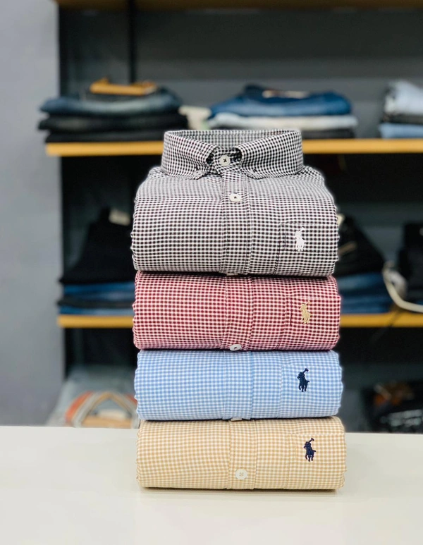 RL POLO Shirt Regular fit Checkd Formal Shirt (Pack Of 4) - L-40