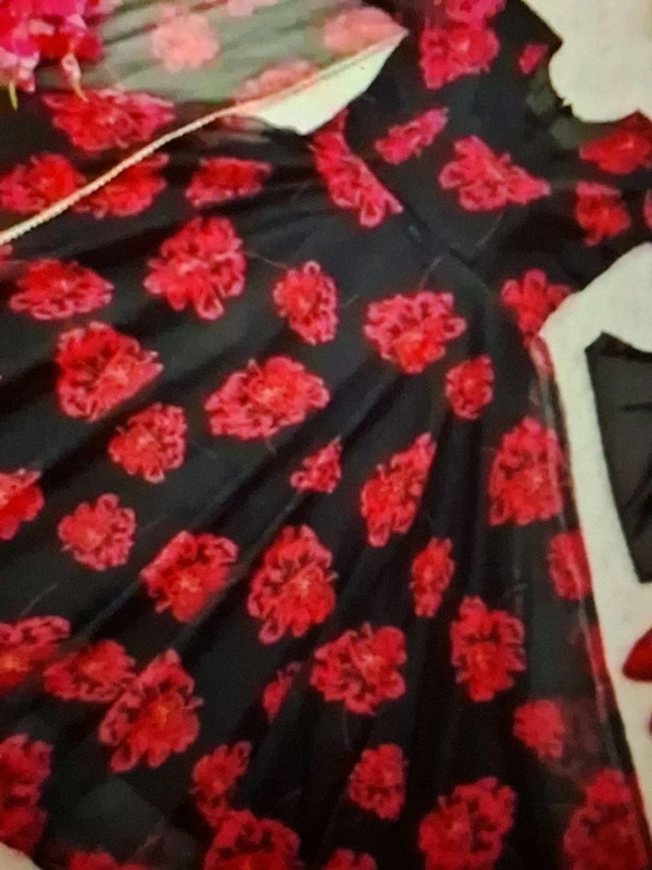 Floral Print Georgette Blend Stitched Anarkali GownSize - Guardsman Red