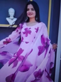 Attractive Georgette Gown for Women With DupattaSize - Blue, pink, Sky blue, Rose