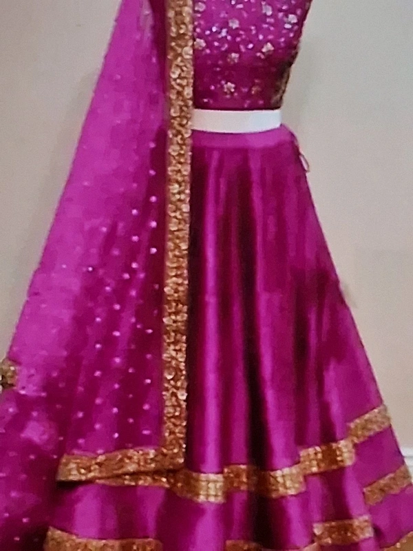 Pink Taffeta Silk Lehenga Cholis For Women - Pink Flamingo