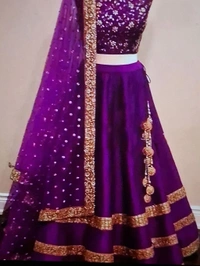 Pink Taffeta Silk Lehenga Cholis For Women - Pink Flamingo