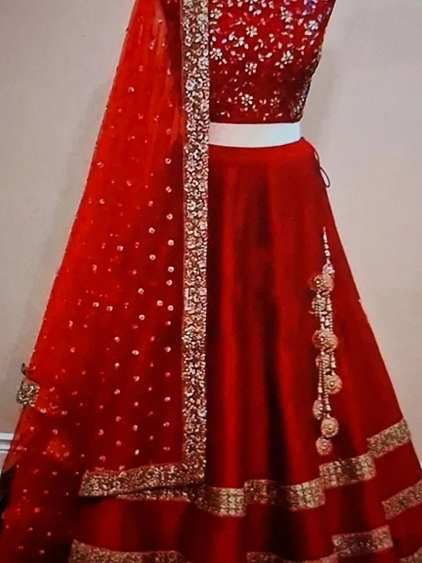 Pink Taffeta Silk Lehenga Cholis For Women - Pink Flamingo