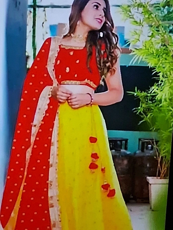 Classic Net Embroidered Lehenga Cholis for Women - Red, pink, Green