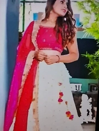 Classic Net Embroidered Lehenga Cholis for Women - Red, pink, Green