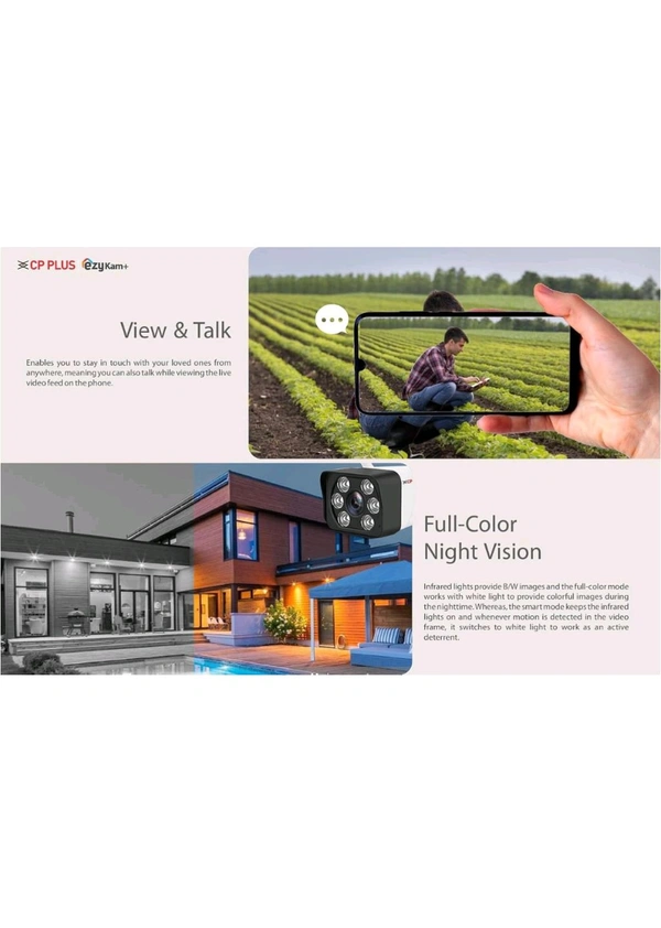 CP PLUS 3MP 4G Sim Card Supported Outdoor Smart Bullet Camera | Built in Mic | Speaker |Colour Night Vision| SD Card Supported (Up to 256 GB) IP Ratings – IP66 |Not Wi-Fi Supported | CP-V32G - Bullet Camera
