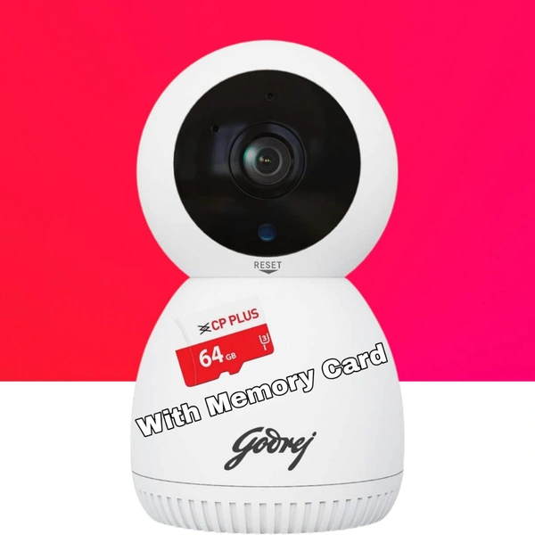 Godrej ACE PRO Smart Home Camera with 3MP Full HD Smart Wi-Fi Security Night Vision (White) With 64GB Memory Card Cp Plus