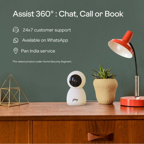 Godrej ACE PRO Smart Home Camera with 3MP Full HD Smart Wi-Fi Security Night Vision (White) With 64GB Memory Card Cp Plus